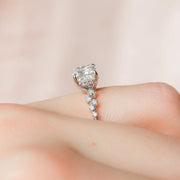 The Hidden Halo Stellar Cushion Side Stone Moissanite Ring - KNT - Engagement Rings, Wedding Bands & Fine Jewelry