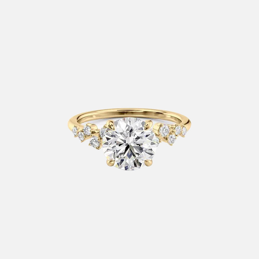 The Hidden Halo Stellar Round Side Stone Moissanite Ring - KNT - Engagement Rings, Wedding Bands & Fine Jewelry