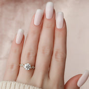 The Hidden Halo Stellar Round Side Stone Moissanite Ring - KNT - Engagement Rings, Wedding Bands & Fine Jewelry