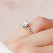 The Hidden Halo Stellar Round Side Stone Moissanite Ring - KNT - Engagement Rings, Wedding Bands & Fine Jewelry