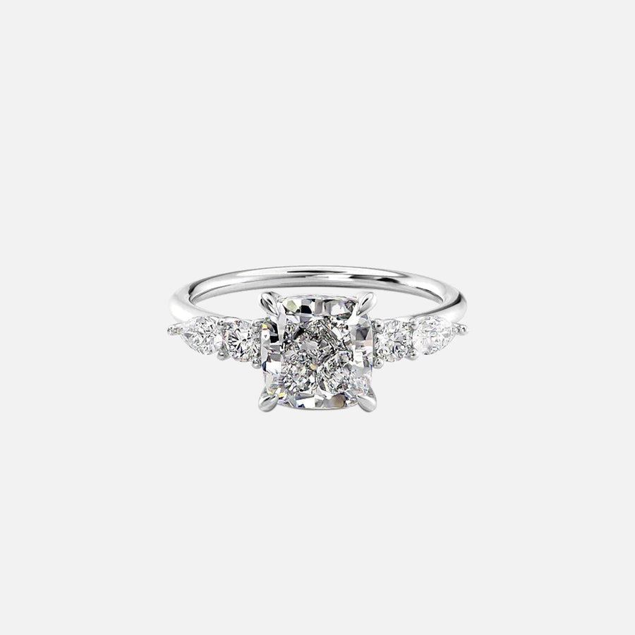 The Abigail Cushion Lab Diamond Ring 14k White Gold 001