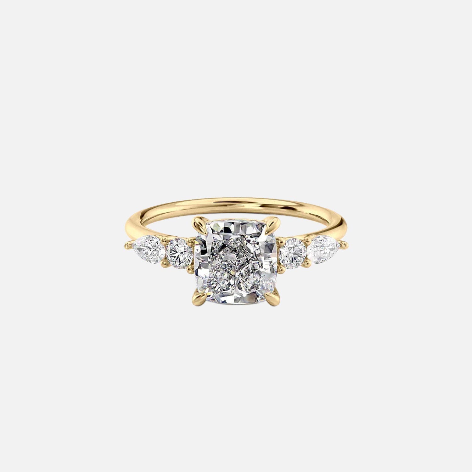 The Abigail Cushion Lab Diamond Ring 14k Yellow Gold 001