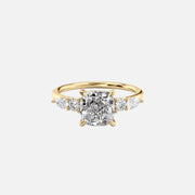 The Abigail Cushion Moissanite Ring 14k Yellow Gold 001