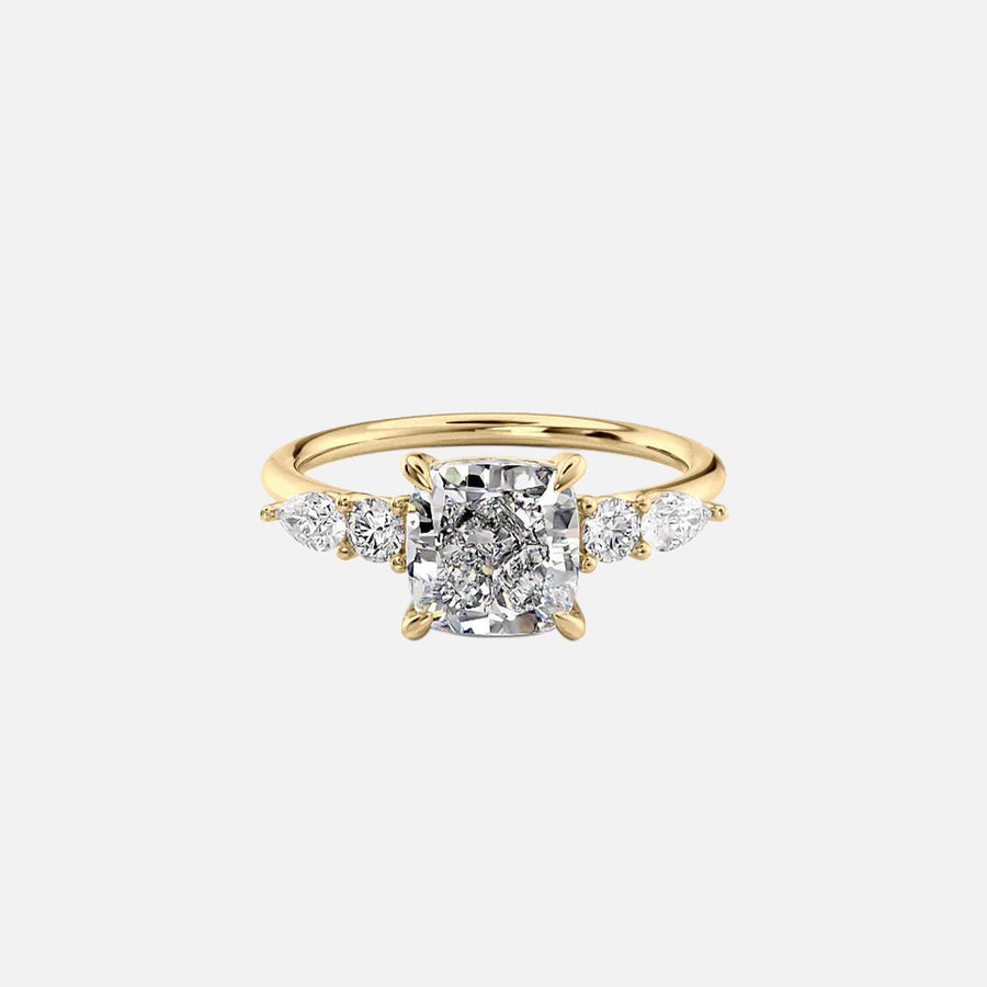 The Abigail Cushion Moissanite Ring 14k Yellow Gold 001
