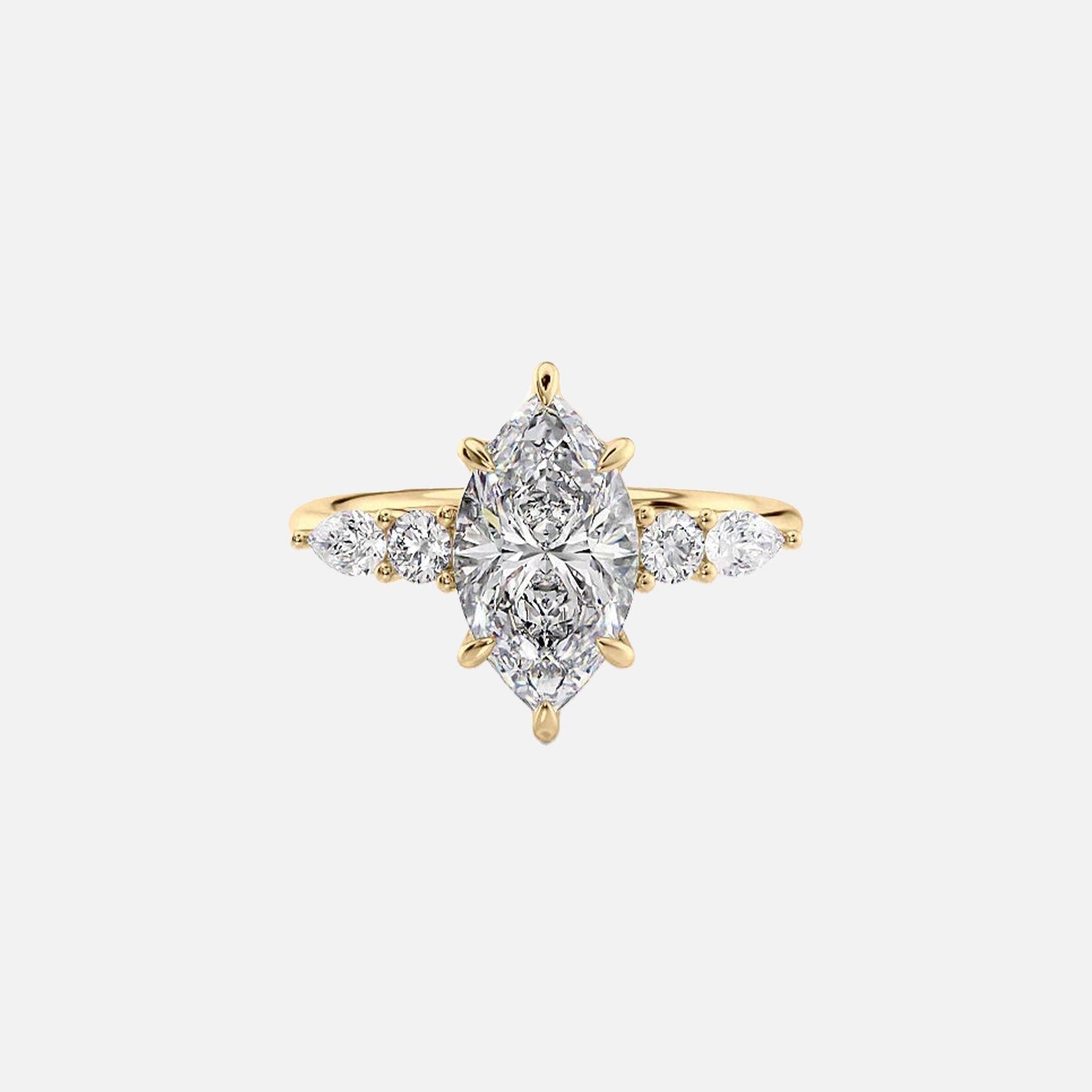 The Abigail Marquise Moissanite Ring 14k Yellow Gold 001