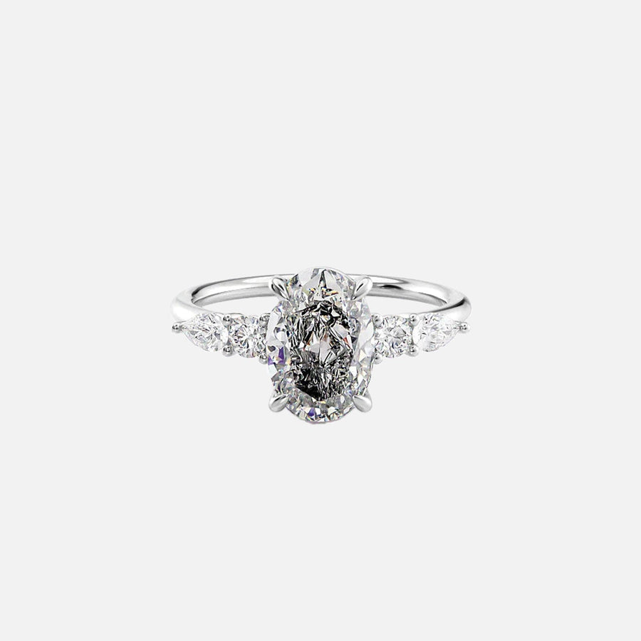  The Abigail Oval Moissanite Ring 18k White Gold 001