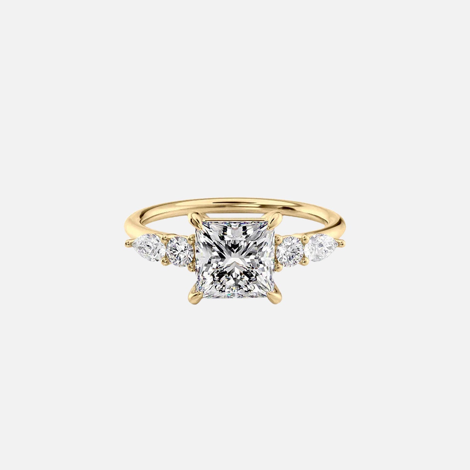 The Abigail Princess Lab Diamond Ring 14k Yellow Gold 001