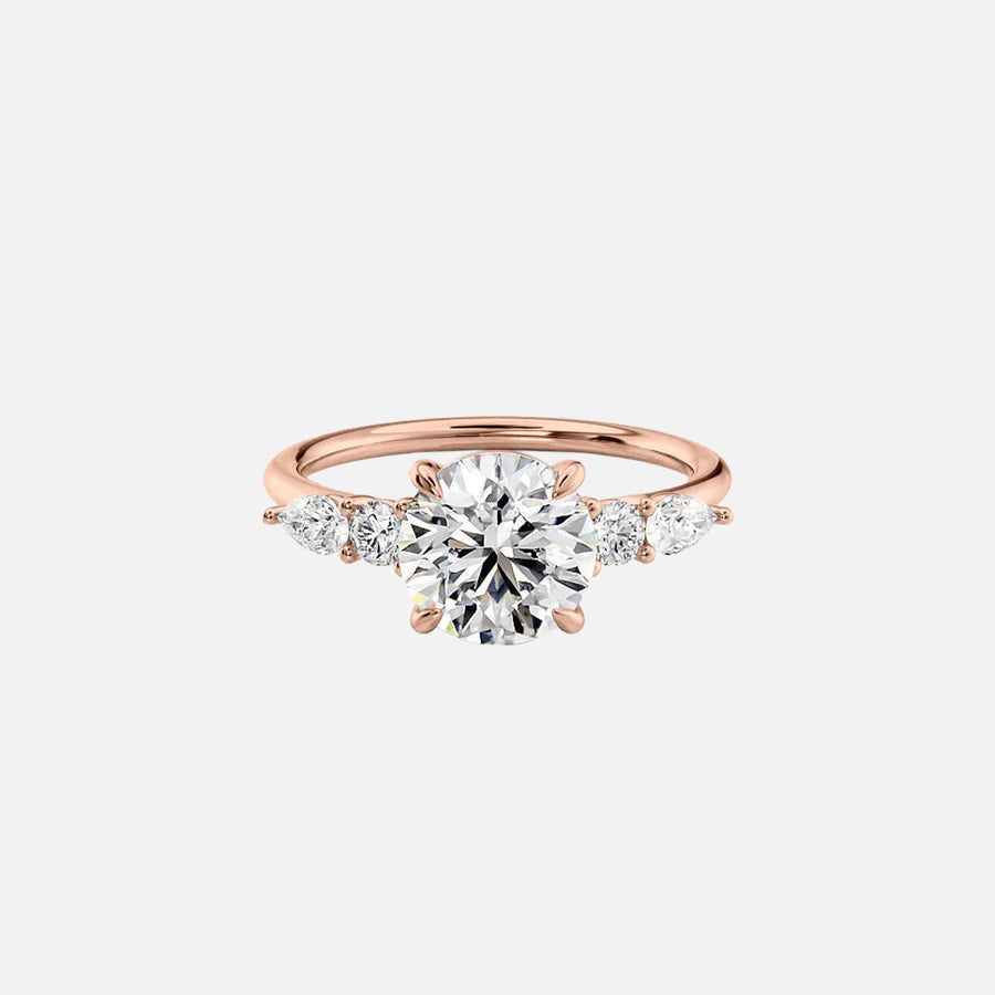  The Abigail Round Moissanite Ring 14k Rose Gold 001