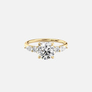 The Abigail Round Moissanite Ring 14k Yellow Gold 001