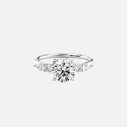  The Abigail Round Moissanite Ring 18k White Gold 001