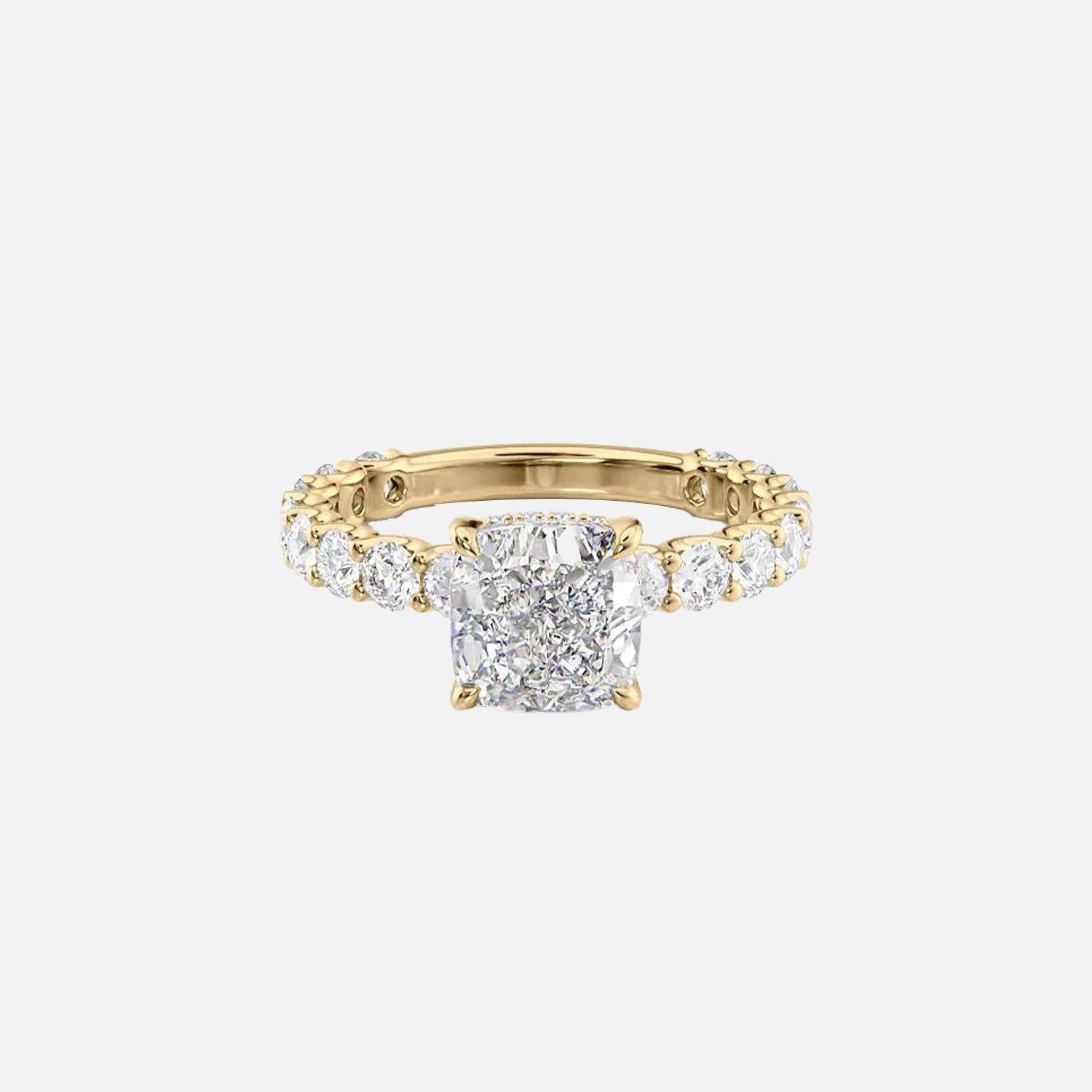 The Adelle Cushion Lab Diamond Ring 14k Yellow Gold 001
