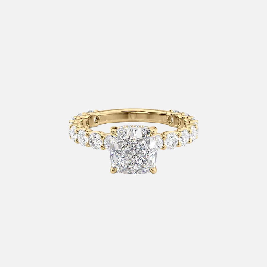  The Adelle Cushion Lab Diamond Ring 18k Yellow Gold 001