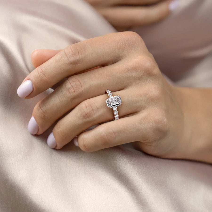  The Adelle Emerald Lab Diamond Ring 18k Rose Gold 003