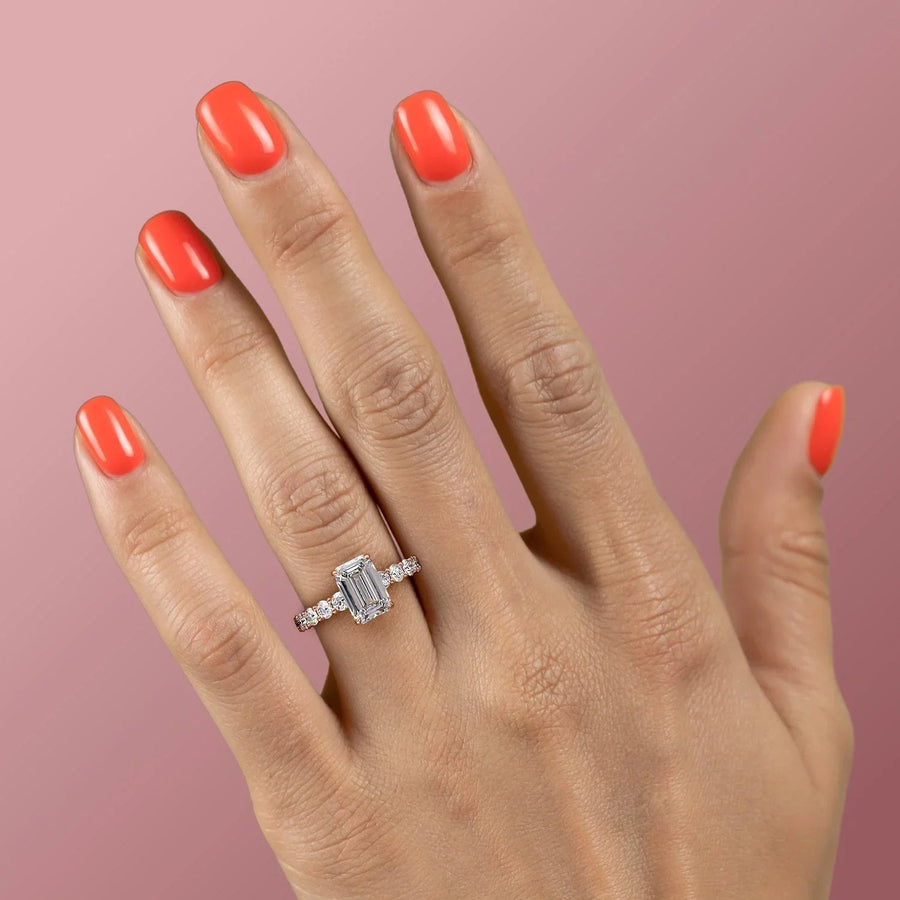  The Adelle Emerald Lab Diamond Ring 18k Rose Gold 004