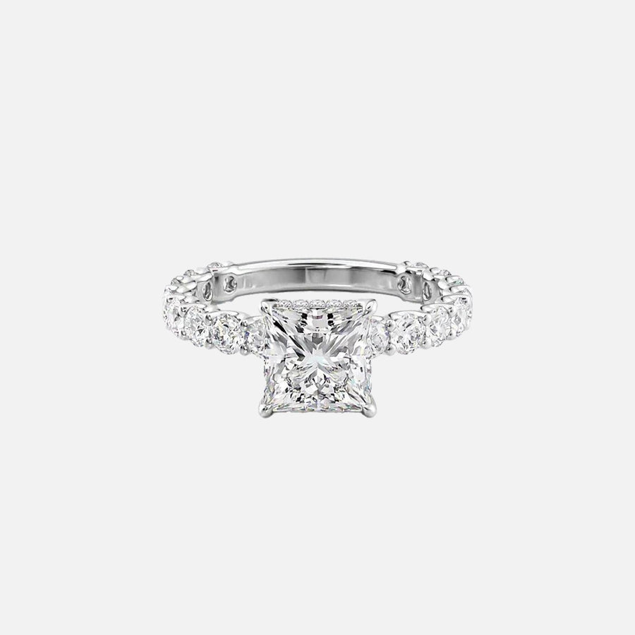  The Adelle Princess Moissanite Ring 18k White Gold 001