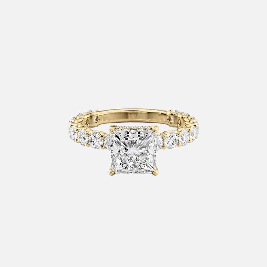 The Adelle Princess Moissanite Ring 18k Yellow Gold 001