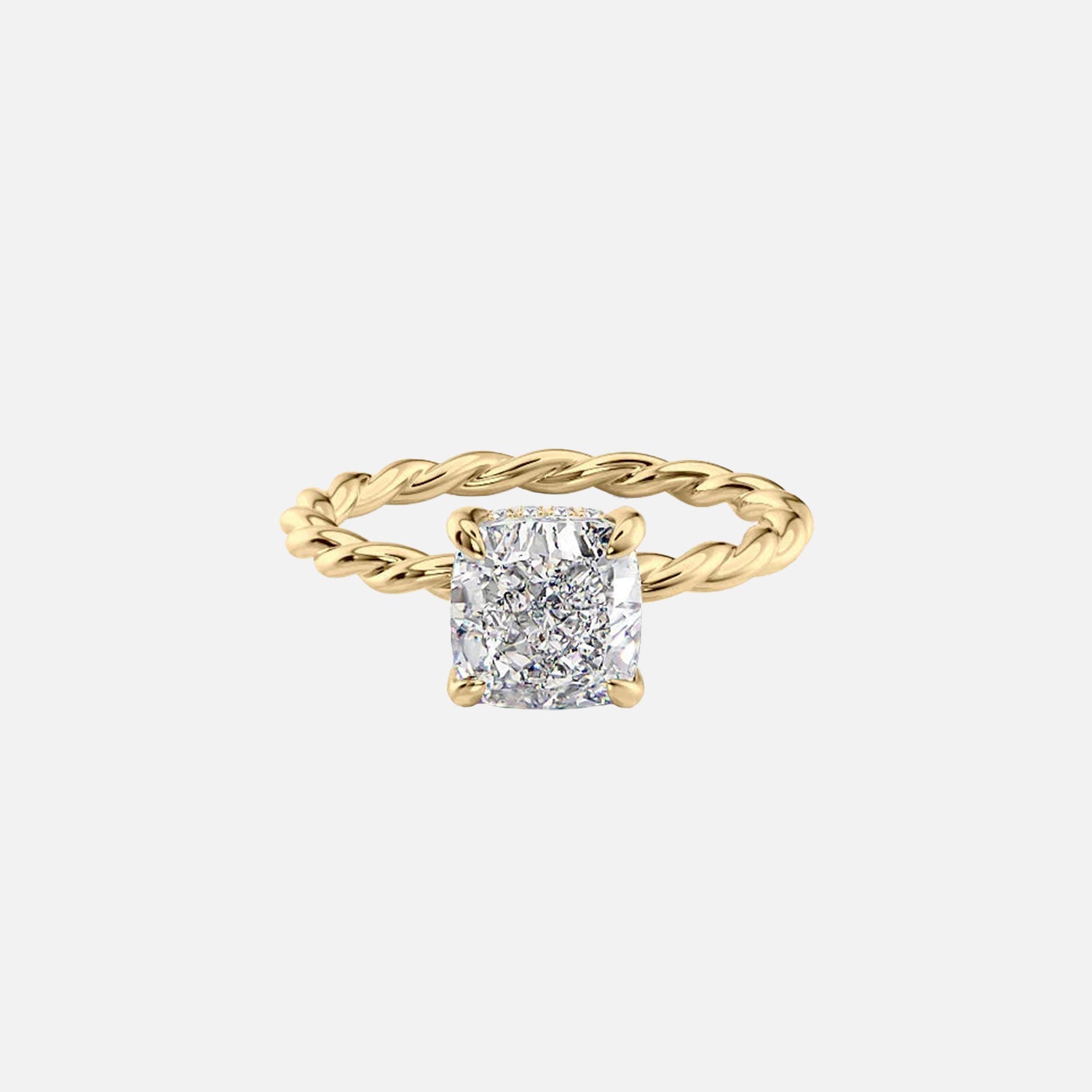 The Alice Cushion Lab Diamond Ring 14k Yellow Gold 001