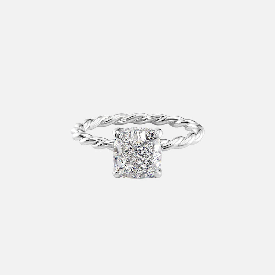  The Alice Cushion Lab Diamond Ring 18k White Gold 001