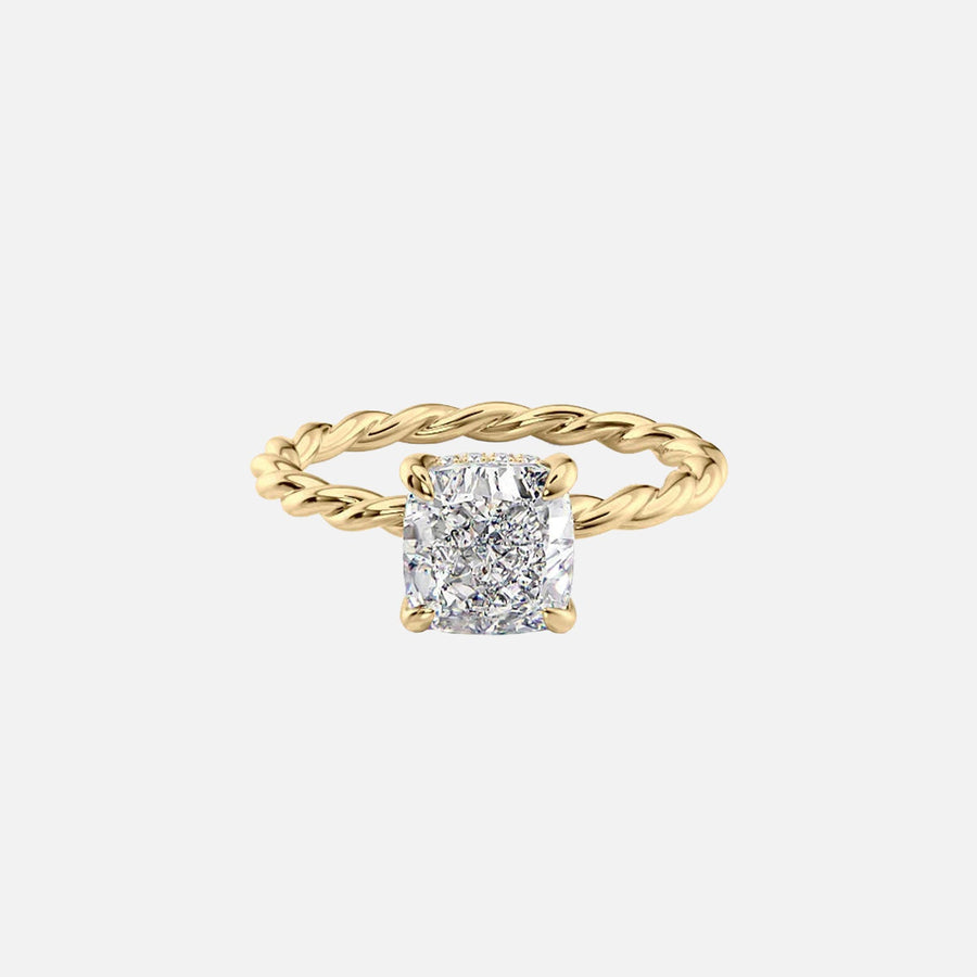  The Alice Cushion Lab Diamond Ring 18k Yellow Gold 001