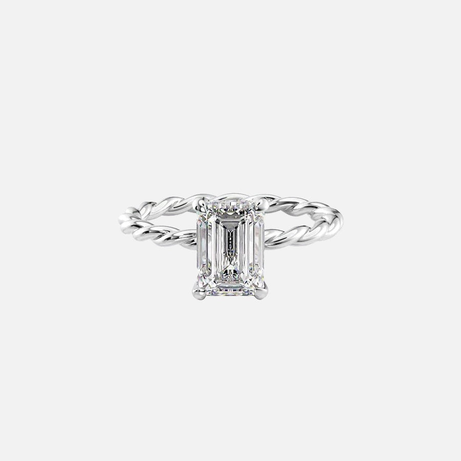  The Alice Emerald Lab Diamond Ring 18k White Gold 001