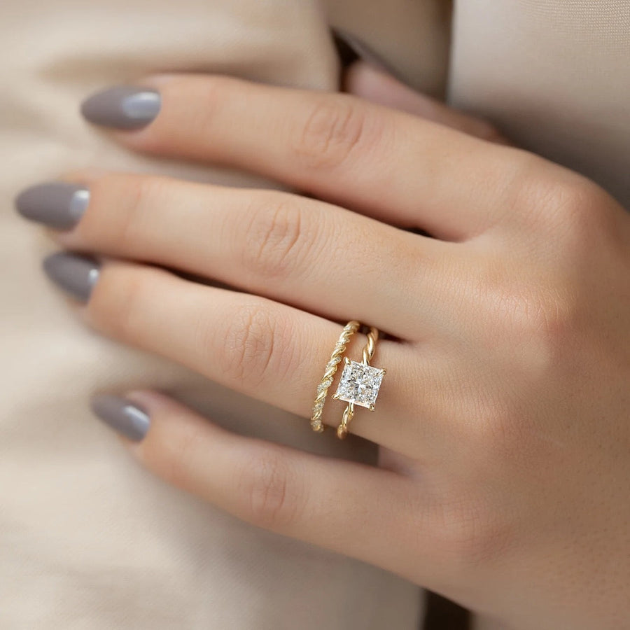  The Alice Princess Lab Diamond Ring 14k Yellow Gold 003