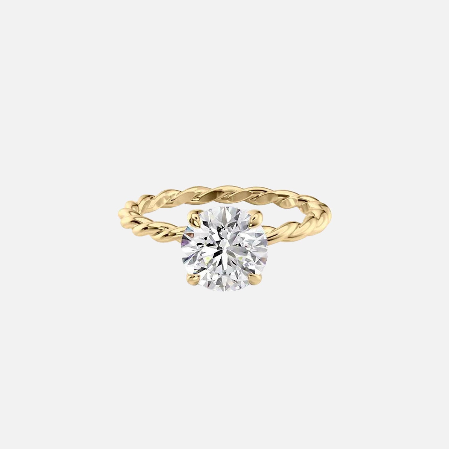 The Alice Round Moissanite Ring 14k Yellow Gold 001