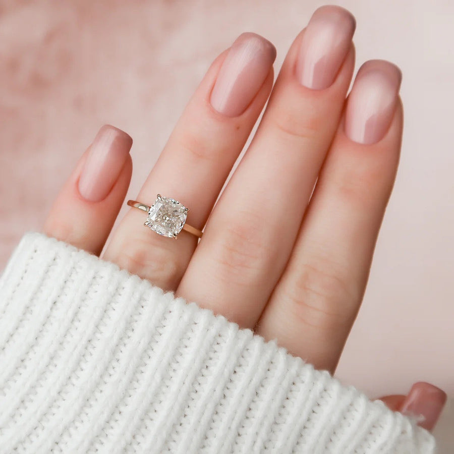  The Aline Cushion Moissanite Ring 14k Yellow Gold 003