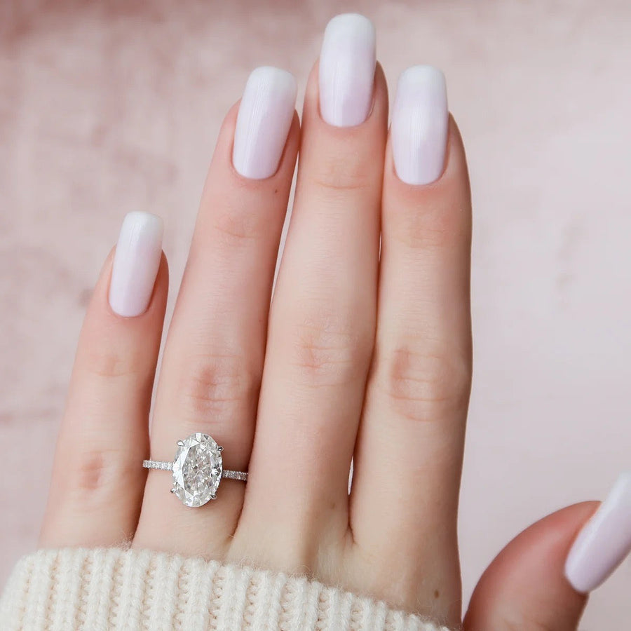  The Aline Oval Moissanite Ring 14k White Gold 003