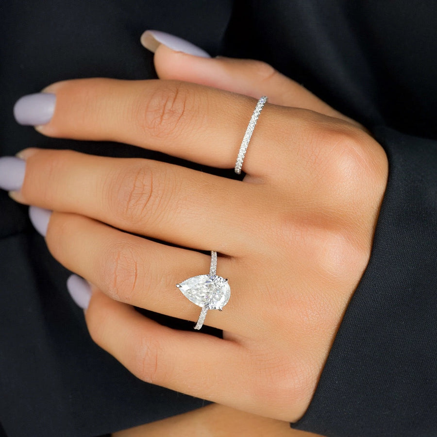  The Aline Pear Moissanite Ring 14k White Gold 003
