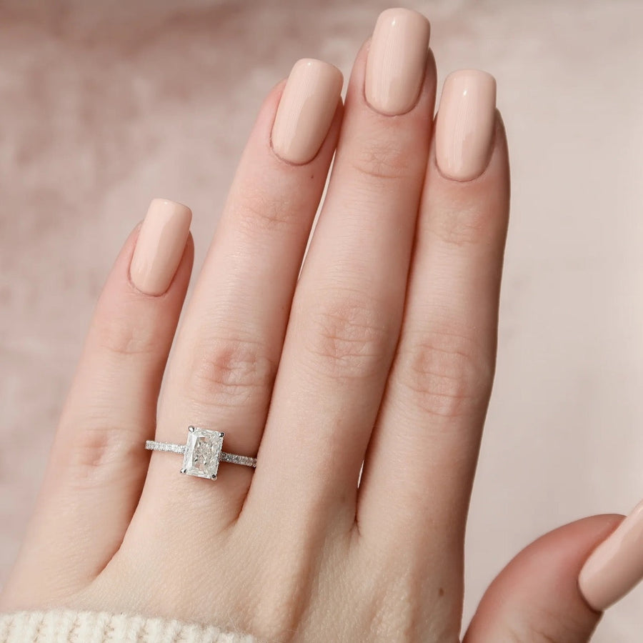  The Aline Radiant Moissanite Ring 18k White Gold 003