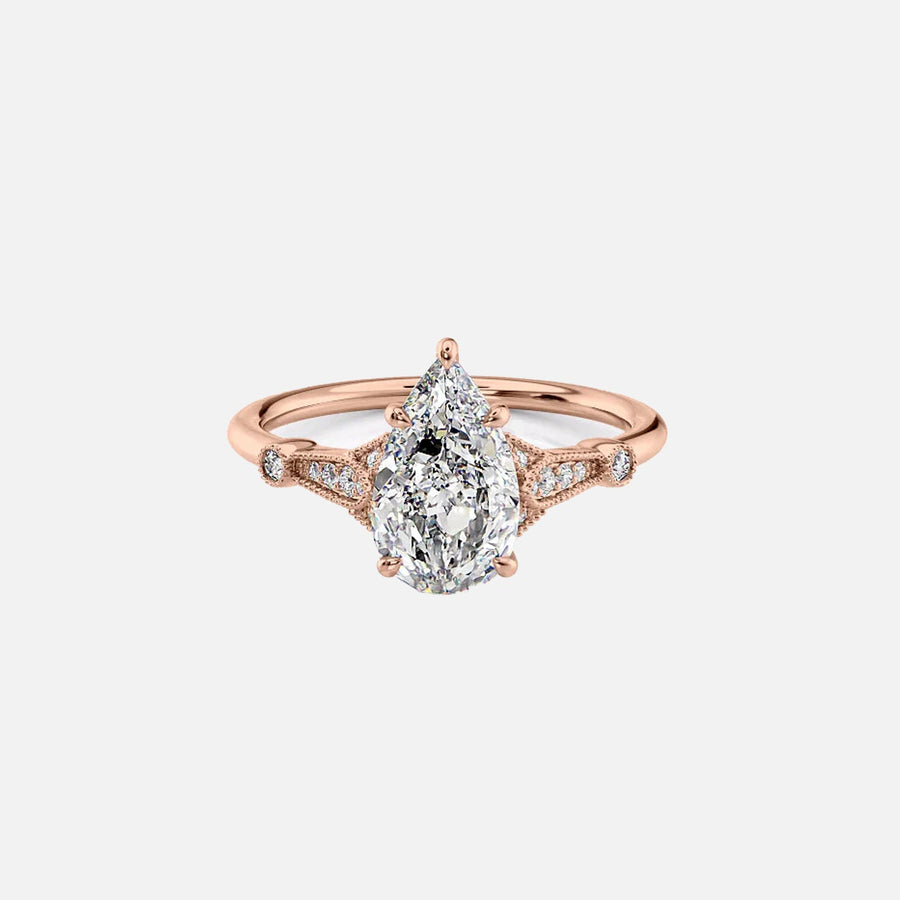  The Amber Pear Moissanite Ring 18k Rose Gold 001