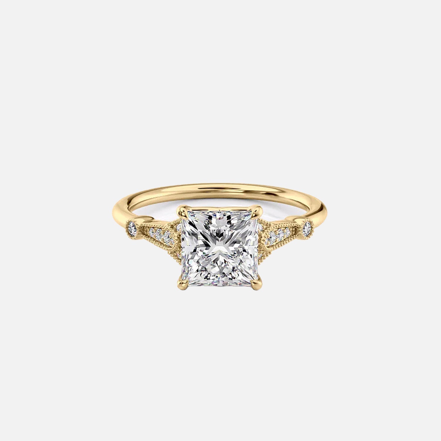 The Amber Princess Moissanite Ring 14k Yellow Gold 001