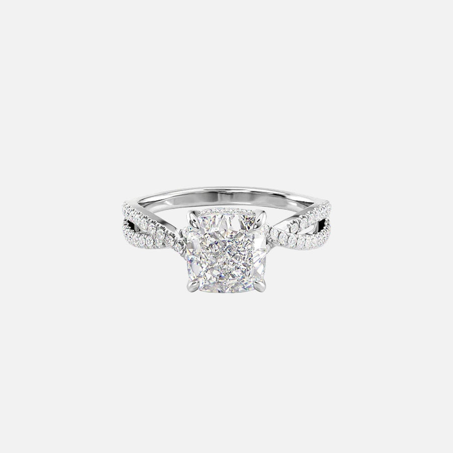  The Angelina Cushion Moissanite Ring 14k White Gold 001