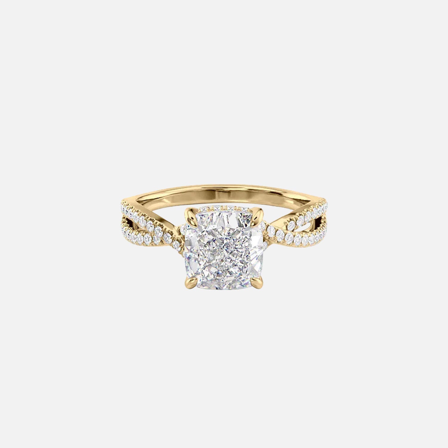 The Angelina Cushion Moissanite Ring 14k Yellow Gold 001