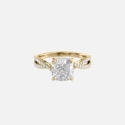The Angelina Cushion Moissanite Ring 14k Yellow Gold 001