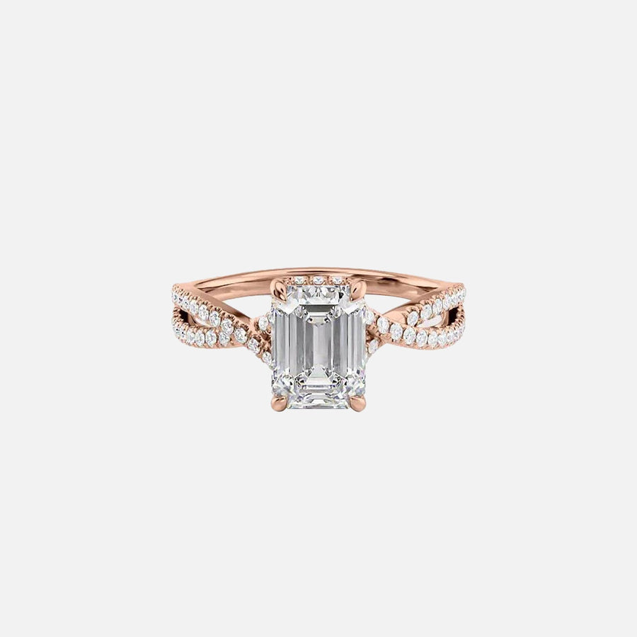  The Angelina Emerald Lab Diamond Ring 14k Rose Gold 001