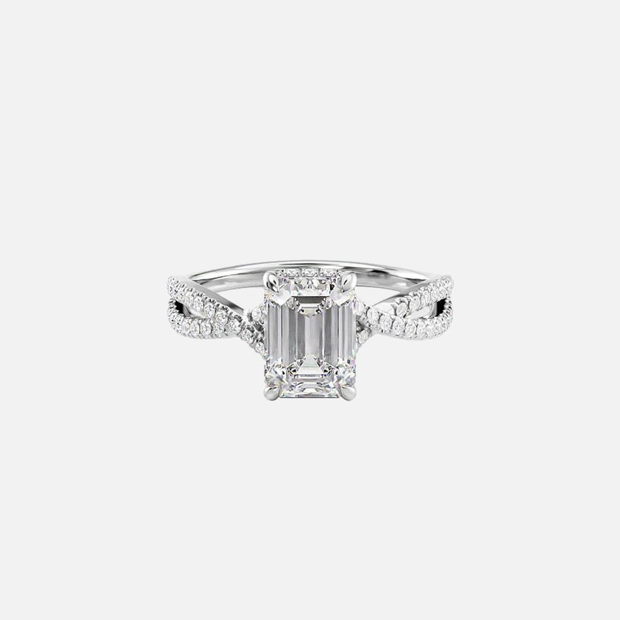  The Angelina Emerald Lab Diamond Ring 18k White Gold 001