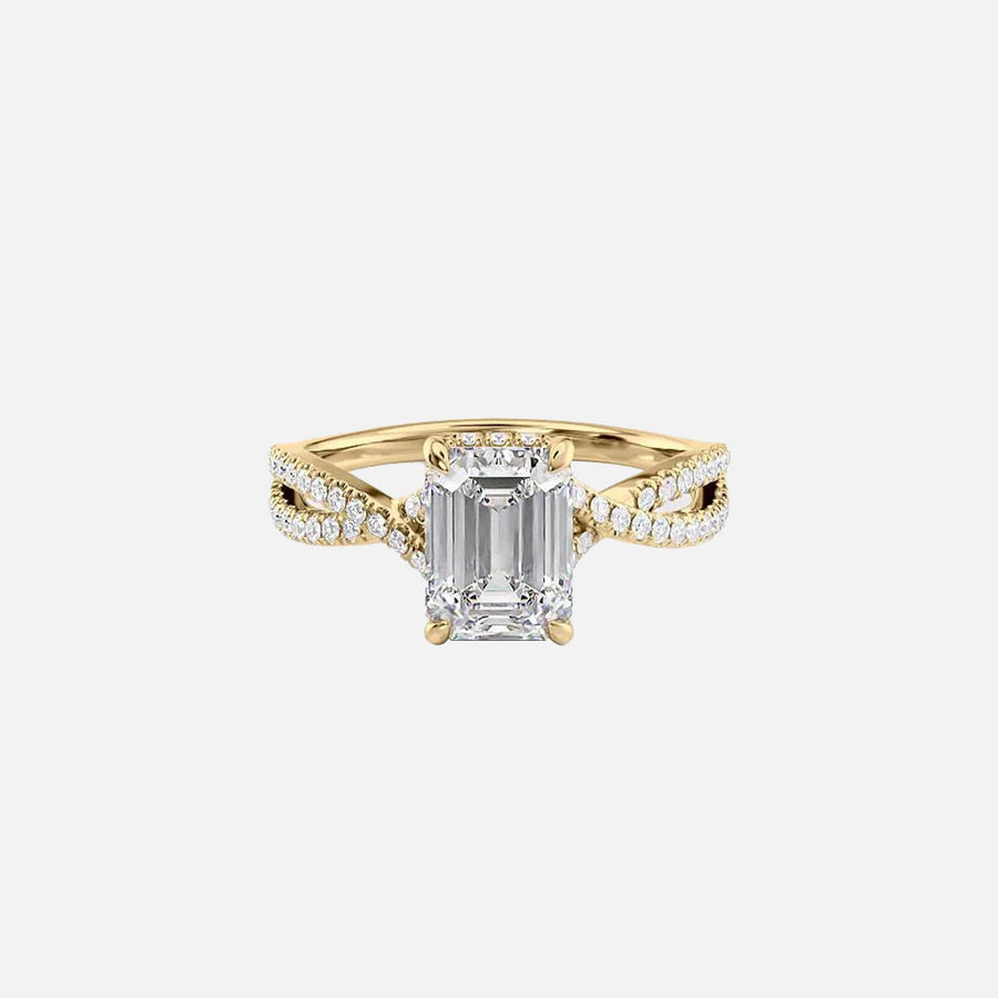  The Angelina Emerald Lab Diamond Ring 18k Yellow Gold 001