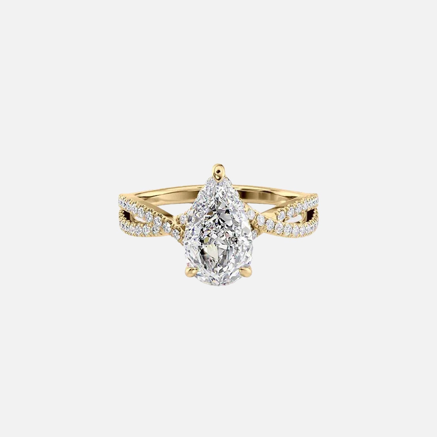 The Angelina Pear Lab Diamond Ring 14k Yellow Gold 001