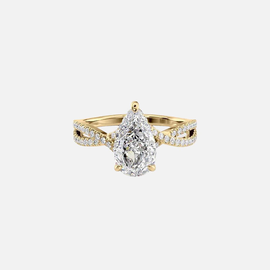 The Angelina Pear Lab Diamond Ring 14k Yellow Gold 001