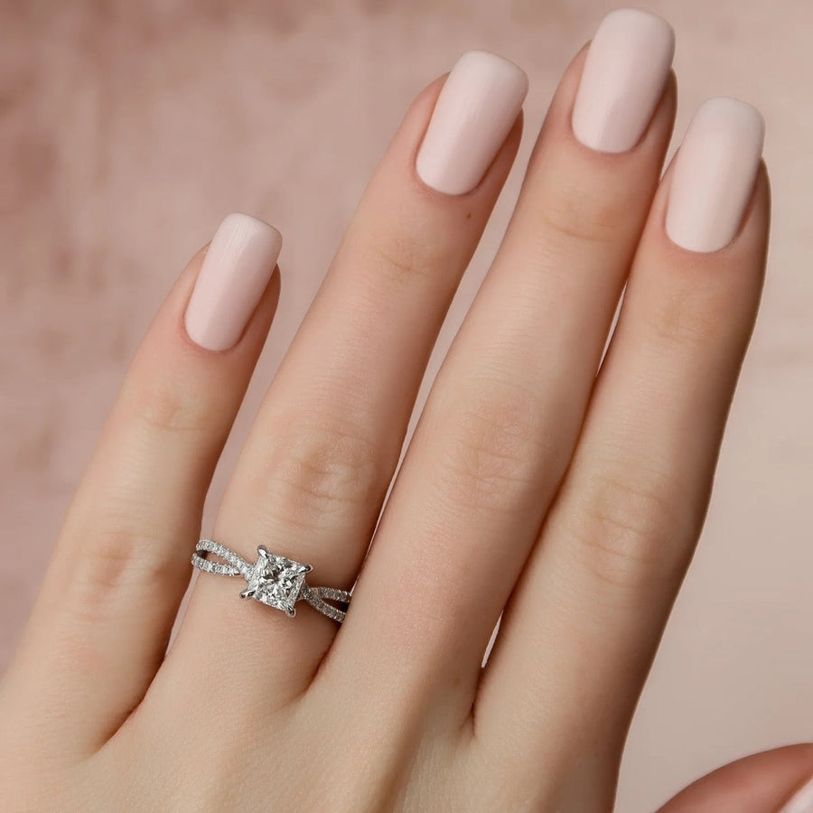  The Angelina Princess Lab Diamond Ring 14k White Gold 003