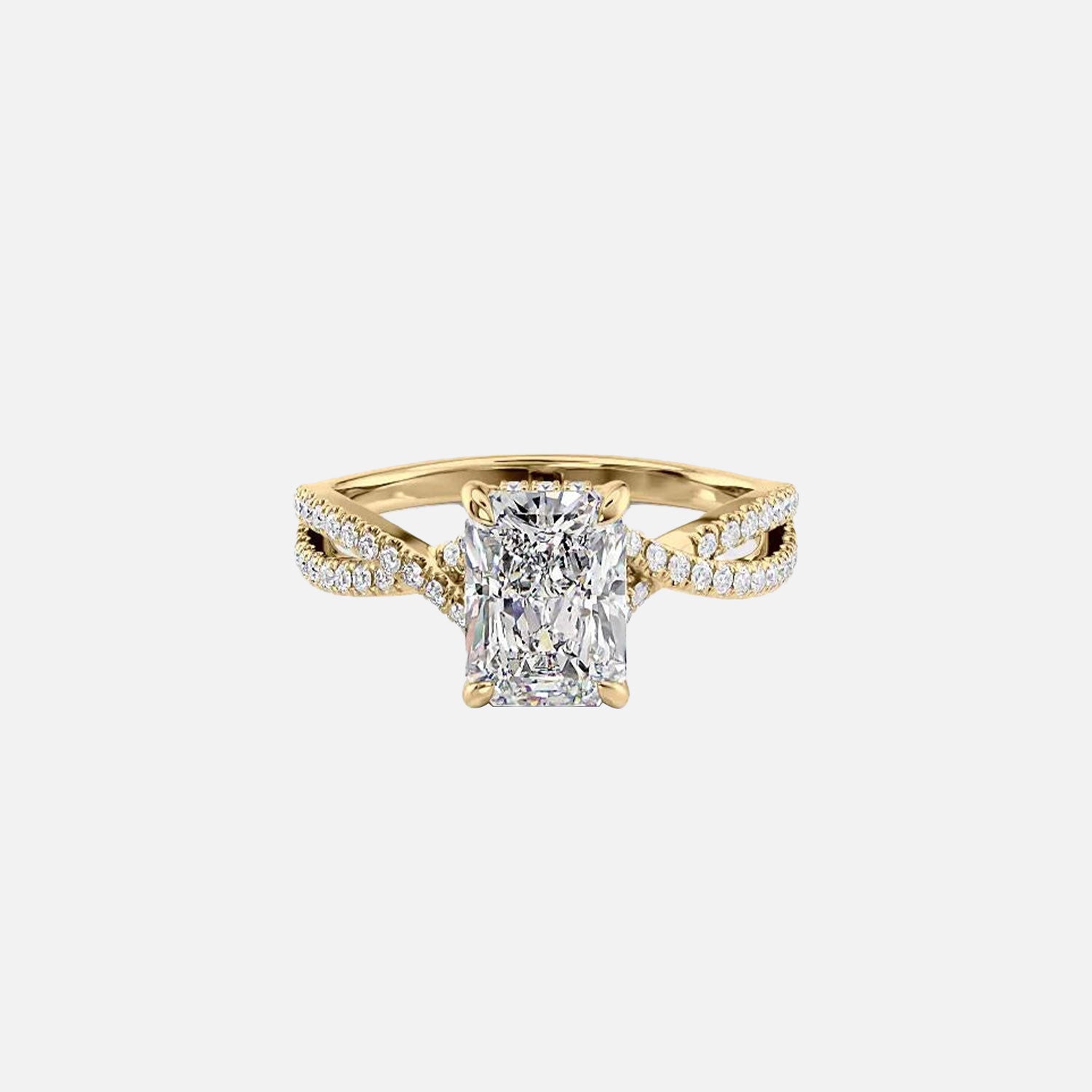 The Angelina Radiant Moissanite Ring 14k Yellow Gold 001