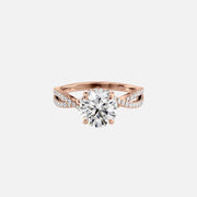 The Angelina Round Lab Diamond Ring 14k Rose Gold 001