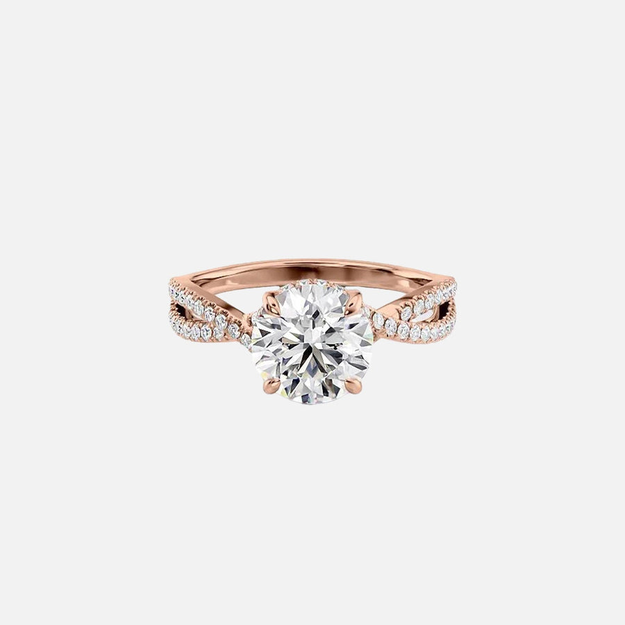 The Angelina Round Lab Diamond Ring 14k Rose Gold 001