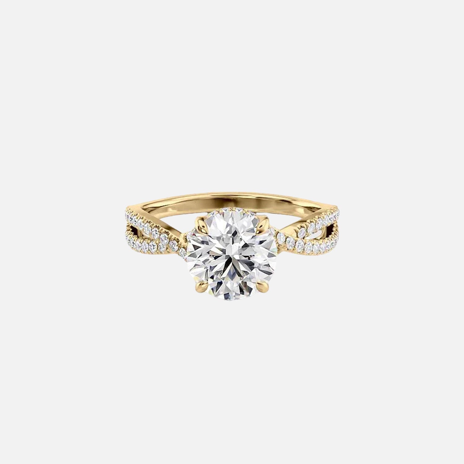The Angelina Round Lab Diamond Ring 14k Yellow Gold 001