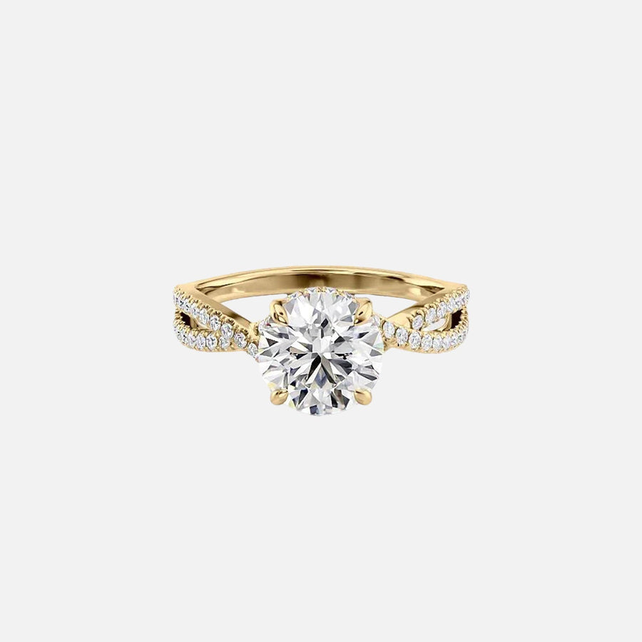 The Angelina Round Lab Diamond Ring 14k Yellow Gold 001