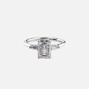  The Baguettes Megan Baguettes Emerald Moissanite Ring 14k White Gold 001