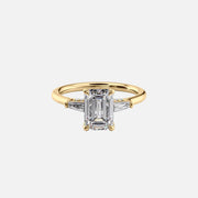 The Baguettes Megan Baguettes Emerald Moissanite Ring 14k Yellow Gold 001
