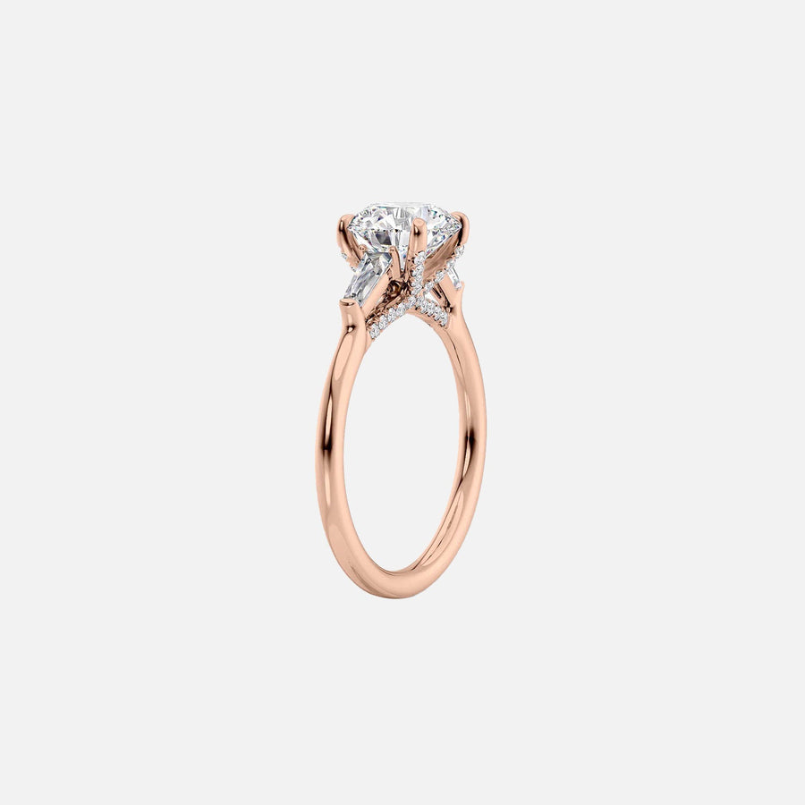  The Baguettes Megan Baguettes Emerald Moissanite Ring 18k Rose Gold 002
