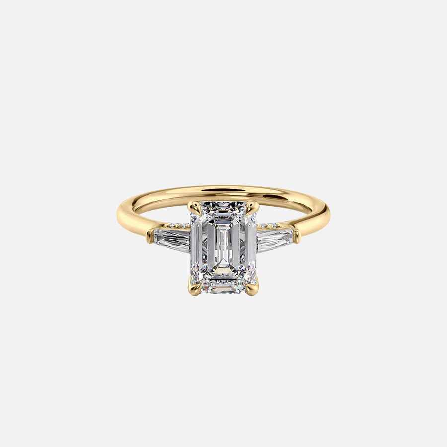  The Baguettes Megan Baguettes Emerald Moissanite Ring 18k Yellow Gold 001